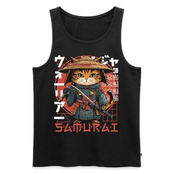 Chat Samouraï Chat Ninja Japonais Kawaii - Débardeur bio Premium Homme - noir - Devant - Michal (187cm)