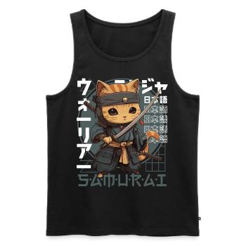 Chat Samouraï Chat Ninja Japonais Kawaii - Débardeur bio Premium Homme - noir - Devant - Michal (187cm)