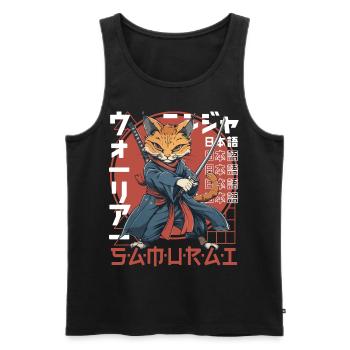 Chat Samouraï Chat Ninja Japonais Kawaii - Débardeur bio Premium Homme - noir - Devant - Michal (187cm)