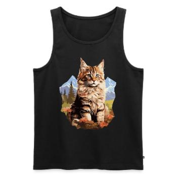 Maine Coon Chaton Maine Coon Chat - Débardeur bio Premium Homme - noir - Devant - AI Model Male 178 light (178cm)