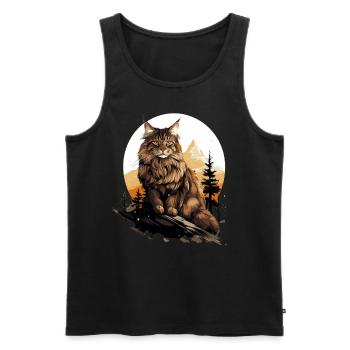 Maine Coon Chaton Maine Coon Chat - Débardeur bio Premium Homme - noir - Devant - AI Model Male 178 light (178cm)