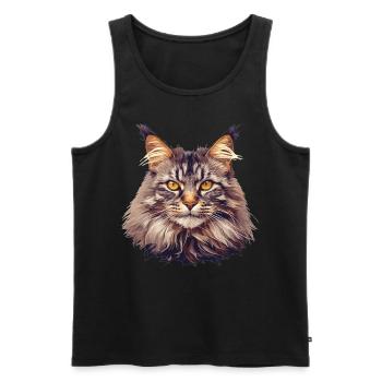 Maine Coon Chaton Maine Coon Chat - Débardeur bio Premium Homme - noir - Devant - AI Model Male 178 light (178cm)