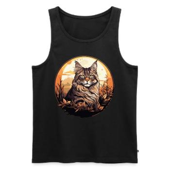 Maine Coon Chaton Maine Coon Chat - Débardeur bio Premium Homme - noir - Devant - AI Model Male 178 light (178cm)