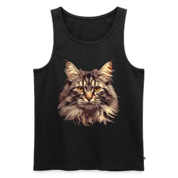 Maine Coon Chaton Maine Coon Chat - Débardeur bio Premium Homme - noir - Devant - AI Model Male 178 light (178cm)