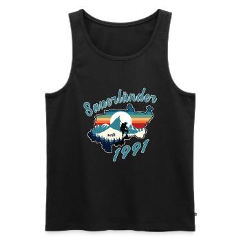 1991 anniversaire Sauerländer Original Retro Sunset - Débardeur bio Premium Homme - noir - Devant - Michal (187cm)