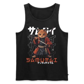 Chat Samouraï Chat Ninja Japonais Kawaii - Débardeur bio Premium Homme - noir - Devant - Michal (187cm)