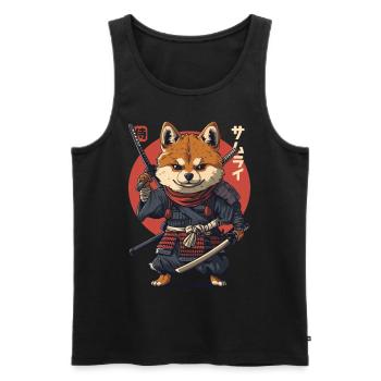 Samurai Dog Kawaii Japanese Ninja Shiba Inu - Men's Premium Organic Tank Top - black - Front - Michal (187cm)