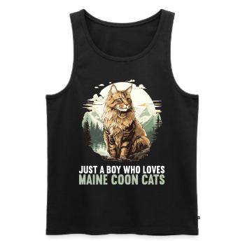 Maine Coon Chaton Maine Coon Chat - Débardeur bio Premium Homme - noir - Devant - AI Model Male 178 light (178cm)