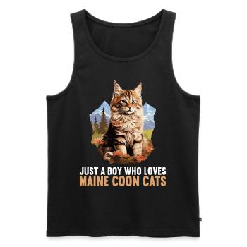 Maine Coon Chaton Maine Coon Chat - Débardeur bio Premium Homme - noir - Devant - AI Model Male 178 light (178cm)