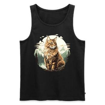 Maine Coon Chaton Maine Coon Chat - Débardeur bio Premium Homme - noir - Devant - AI Model Male 178 light (178cm)