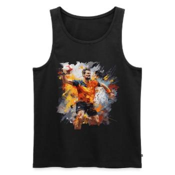 Handball. Player. Watercolour. - Men's Premium Organic Tank Top - black - Front - AI Model Male 178 light (178cm)