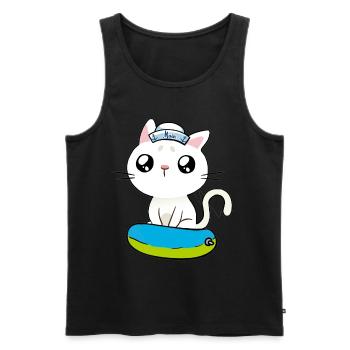 Maritim Katze Seenot Matrose Ahoi Schwimmring - Männer Premium Bio Tank Top - Schwarz - Vorne - AI Model Male 178 light (178cm)