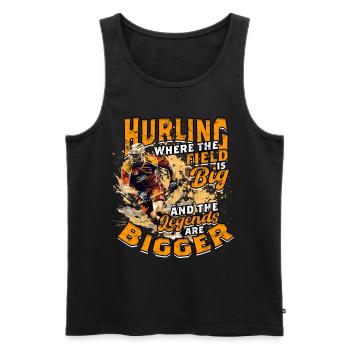 Hurling field is big and the legends are bigger - Men's Premium Organic Tank Top - black - Front - Michal (187cm)
