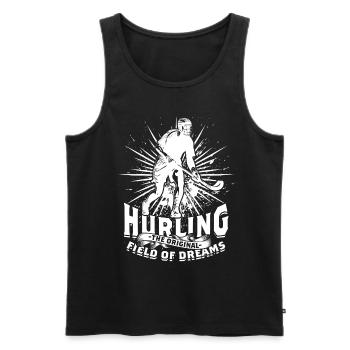 Hurling Le champ originel des rêves - Débardeur bio Premium Homme - noir - Devant - Michal (187cm)