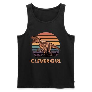 Cleveres Mädchen Dinosaurier Sonnenuntergang - Männer Premium Bio Tank Top - Schwarz - Vorne - AI Model Male 178 light (178cm)