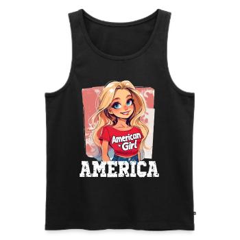 Patriotisches Amerikanisches Mädchen USA für - Männer Premium Bio Tank Top - Schwarz - Vorne - Michal (187cm)
