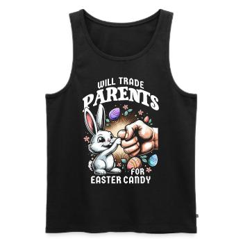 Will Trade Parents For Easter Candy - Men's Premium Organic Tank Top - black - Front - AI Model Male 178 light (178cm)