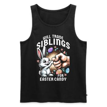 Will Trade Siblings For Easter Candy - Men's Premium Organic Tank Top - black - Front - AI Model Male 178 light (178cm)