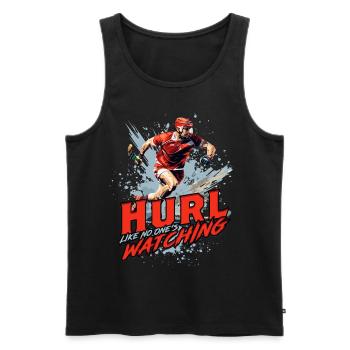 Hurling Hurl Like No One's Watching - Men's Premium Organic Tank Top - black - Front - Michal (187cm)
