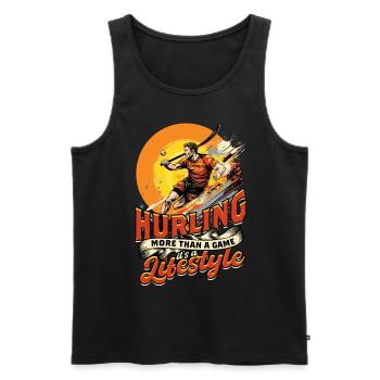 Hurling More than a Game, It's a Lifestyle - Men's Premium Organic Tank Top - black - Front - Michal (187cm)