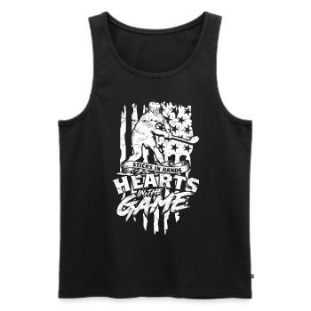 Hurling Sticks in Hands Hearts in the Game - Men's Premium Organic Tank Top - black - Front - Michal (187cm)