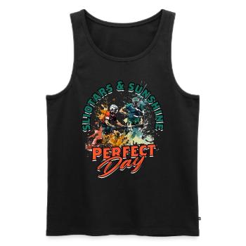 Hurling Sliotars & Sunshine : Journée parfaite - Débardeur bio Premium Homme - noir - Devant - Michal (187cm)