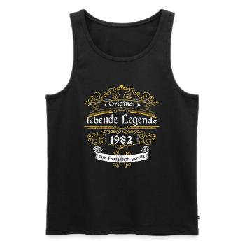 1982 Geburtstag lebende Legende zur perfektion - Männer Premium Bio Tank Top - Schwarz - Vorne - Michal (187cm)