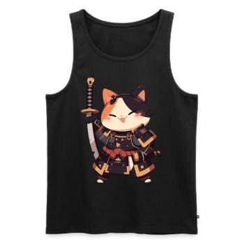 Samurai Cat Kawaii Japanische Ninja Cat - Männer Premium Bio Tank Top - Schwarz - Vorne - AI Model Male 178 light (178cm)