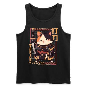 Samurai Cat Kawaii Japanese Ninja Cat - Men's Premium Organic Tank Top - black - Front - Michal (187cm)