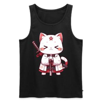 Samurai Cat Kawaii Japanese Ninja Cat - Men's Premium Organic Tank Top - black - Front - Michal (187cm)