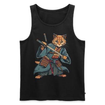 Samurai Cat Kawaii Japanische Ninja Katze - Männer Premium Bio Tank Top - Schwarz - Vorne - AI Model Male 178 light (178cm)