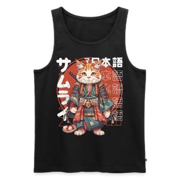 Samurai Cat Kawaii Japanese Ninja Cat - Men's Premium Organic Tank Top - black - Front - Michal (187cm)