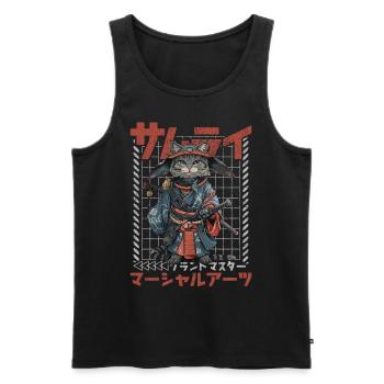 Samurai Cat Kawaii Japanese Ninja Cat - Men's Premium Organic Tank Top - black - Front - Michal (187cm)
