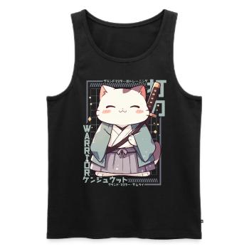 Samurai Cat Kawaii Japanese Ninja Cat - Men's Premium Organic Tank Top - black - Front - Michal (187cm)