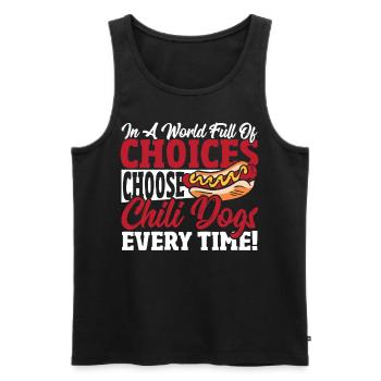 Hot-Dog Hot-dogs Chili Dog - Débardeur bio Premium Homme - noir - Devant - Michal (187cm)
