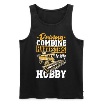 Farm Vehicle Gathering Combine Combine Harvester - Men's Premium Organic Tank Top - black - Front - AI Model Male 178 light (178cm)