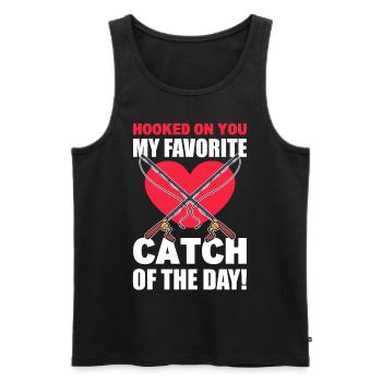 Köder Valentinstag Herzen Angeln ist mein - Männer Premium Bio Tank Top - Schwarz - Vorne - Michal (187cm)