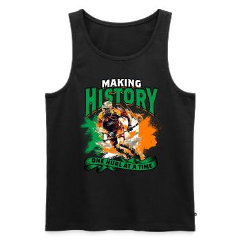 Hurling Écrire l’histoire, un hurl à la fois - Débardeur bio Premium Homme - noir - Devant - Michal (187cm)