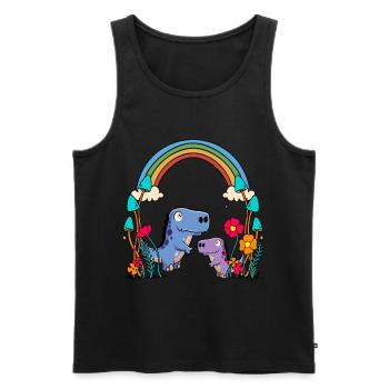 Dino Dinos Enfants EnfantCadeau Arc-en-ciel - Débardeur bio Premium Homme - noir - Devant - AI Model Male 178 light (178cm)