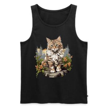 Norwegian Forest Cat Norwegische Waldkatze - Männer Premium Bio Tank Top - Schwarz - Vorne - AI Model Male 178 light (178cm)