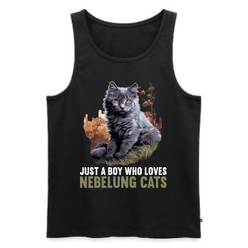 Chaton Nebelung Chat Nebelung - Débardeur bio Premium Homme - noir - Devant - Michal (187cm)