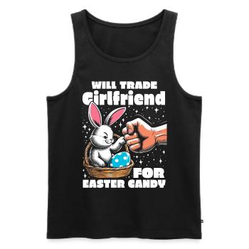 Will Trade Girlfriend For Easter Candy - Men's Premium Organic Tank Top - black - Front - AI Model Male 178 light (178cm)
