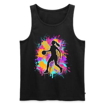 Basket-ball Joueuse de basket-ball féminine Basket-ball - Débardeur bio Premium Homme - noir - Devant - Michal (187cm)