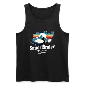 Sauerländer Original Retro Sunset - Men's Premium Organic Tank Top - black - Front - Michal (187cm)