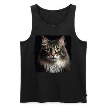 Chat des forêts norvégiennes Norwegische Waldkatze - Débardeur bio Premium Homme - noir - Devant - Michal (187cm)