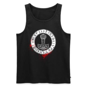Thorshammer und Runen, nordisch, Wikinger - Männer Premium Bio Tank Top - Schwarz - Vorne - AI Model Male 178 light (178cm)