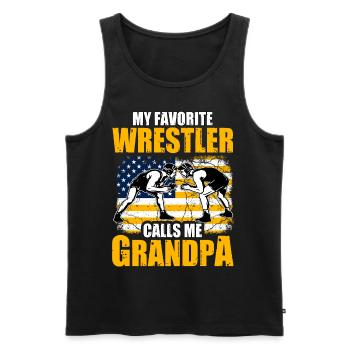 Mein Lieblings-Wrestler nennt mich Opa - Männer Premium Bio Tank Top - Schwarz - Vorne - AI Model Male 178 light (178cm)