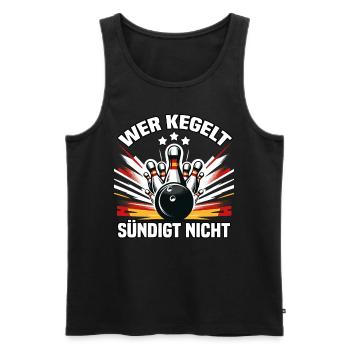 Who bowls does not sin Kegel Kegelverein Design - Men's Premium Organic Tank Top - black - Front - Michal (187cm)