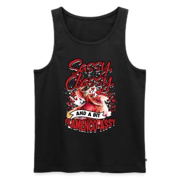 Flamenco Sassy, Classy, and a Bit Flamenco-assy - Männer Premium Bio Tank Top - Schwarz - Vorne - AI Model Male 178 light (178cm)