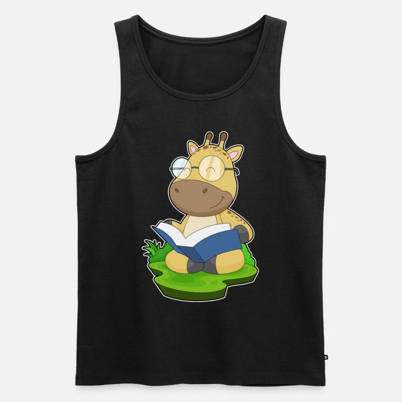Giraffe Nerd Buch - Männer Premium Bio Tank Top - Schwarz